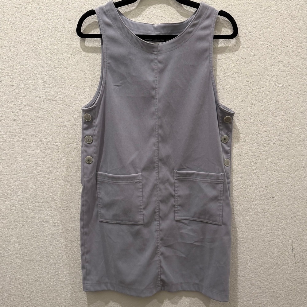 Amanda Smith Vintage Sleeveless Jumper Dress Lavender Gray Size 6 Button Side